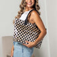 Brooklyn Checkered Tote | Canvas, Vegan Leather & PVC | 12.5 x 5 x 13.5 in; 17 in Top