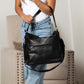 Vanessa Checkered Hobo Bag & Wristlet | Canvas & Vegan Leather | 13.5 L x 5 W x 13 H in