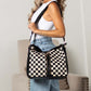 Vanessa Checkered Hobo Bag & Wristlet | Canvas & Vegan Leather | 13.5 L x 5 W x 13 H in