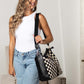 Vanessa Checkered Hobo Bag & Wristlet | Canvas & Vegan Leather | 13.5 L x 5 W x 13 H in