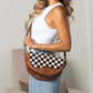 Karlie Checkered Convertible Crossbody Bag | Polyester Canvas & Vegan Leather | 11.5 L x 3.5 W x 6.3 H in
