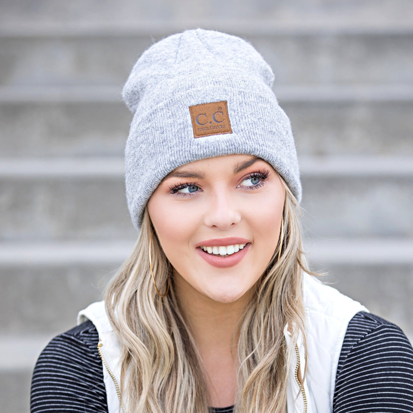 C.C® 97% Recycled Polyester Heathered Knit Fold-Over Cuff Boyfriend Beanie | One Size