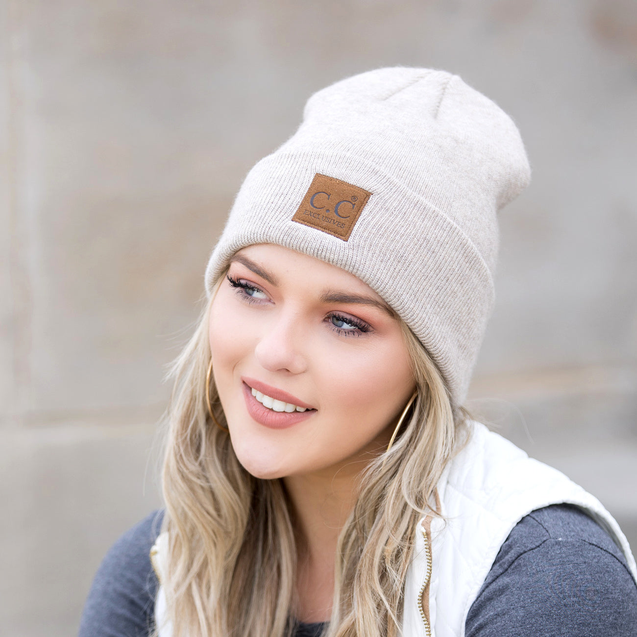 C.C® 97% Recycled Polyester Heathered Knit Fold-Over Cuff Boyfriend Beanie | One Size