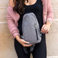Canvas Nylon Lined Convertible Cross Zip Sling Bag with Earphone Slot