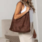 Andrea 2-in-1 Hobo Shoulder Bag | Vegan Suede & PU Leather Strap | 16.5 x 4.72 x 14.17 in