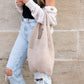 100% Polyester Soft Knit Woven Open Top Slouchy Hobo Shoulder Bag | 20" H x 14.5" W