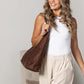 Andrea 2-in-1 Hobo Shoulder Bag | Vegan Suede & PU Leather Strap | 16.5 x 4.72 x 14.17 in