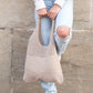 100% Polyester Soft Knit Woven Open Top Slouchy Hobo Shoulder Bag | 20" H x 14.5" W