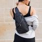 Canvas Nylon Lined Convertible Cross Zip Sling Bag with Earphone Slot