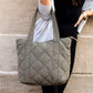 100% Easy Clean Polyester Puffed Quilted Zip Top Tote Bag with 3 Interior Pockets | 16.5" x 16"
