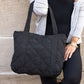 100% Easy Clean Polyester Puffed Quilted Zip Top Tote Bag with 3 Interior Pockets | 16.5" x 16"