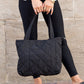 100% Easy Clean Polyester Puffed Quilted Zip Top Tote Bag with 3 Interior Pockets | 16.5" x 16"