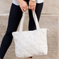 100% Easy Clean Polyester Puffed Quilted Zip Top Tote Bag with 3 Interior Pockets | 16.5" x 16"