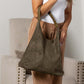 Andrea 2-in-1 Hobo Shoulder Bag | Vegan Suede & PU Leather Strap | 16.5 x 4.72 x 14.17 in