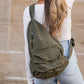 100% Cotton Canvas Oversized Adjustable Strap Multi-Pocket Sling Bag | 13" x 4.5" x 16"