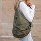 100% Cotton Canvas Oversized Adjustable Strap Multi-Pocket Sling Bag | 13" x 4.5" x 16"