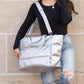 Cotton Blend Metallic Puffer Oversized Tote Bag with Removable Strap