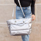 Cotton Blend Metallic Puffer Oversized Tote Bag with Removable Strap