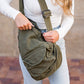 100% Cotton Canvas Oversized Adjustable Strap Multi-Pocket Sling Bag | 13" x 4.5" x 16"