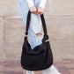Boucle Sherpa Plush Polyester Messenger Bag with Magnetic Clasp & Self-Tie Adjustable Strap | Beige, Ivory, Black