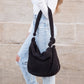 Boucle Sherpa Plush Polyester Messenger Bag with Magnetic Clasp & Self-Tie Adjustable Strap | Beige, Ivory, Black