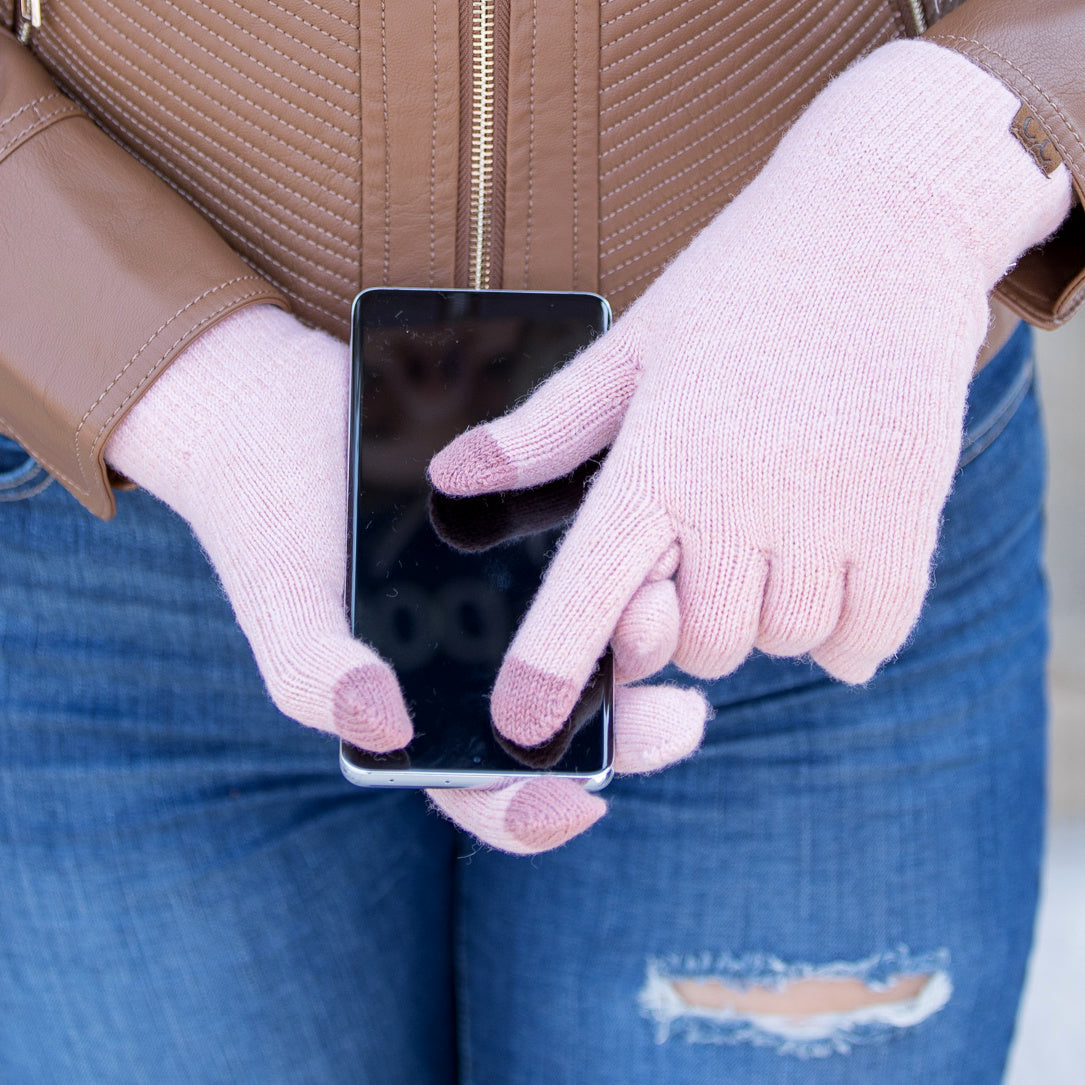 C.C® Cashmere Wool Recycled Polyester Luxury Fine Yarn Touchscreen Gloves | One Size