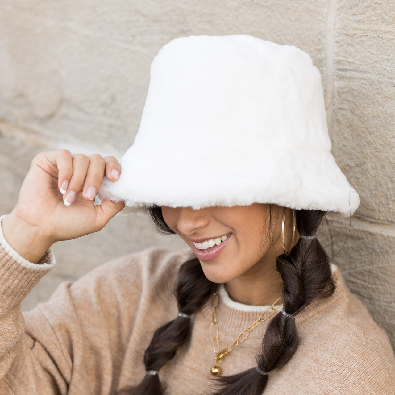 100% Soft Polyester Ultra Soft Plush Faux Fur Bucket Hat | 3.25" Brim | One Size