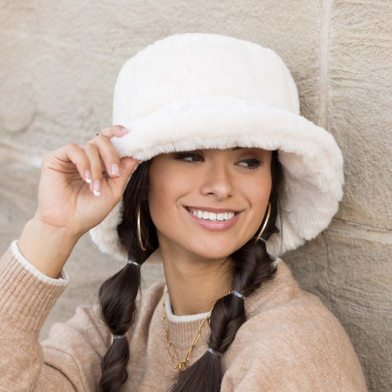 100% Soft Polyester Ultra Soft Plush Faux Fur Bucket Hat | 3.25" Brim | One Size