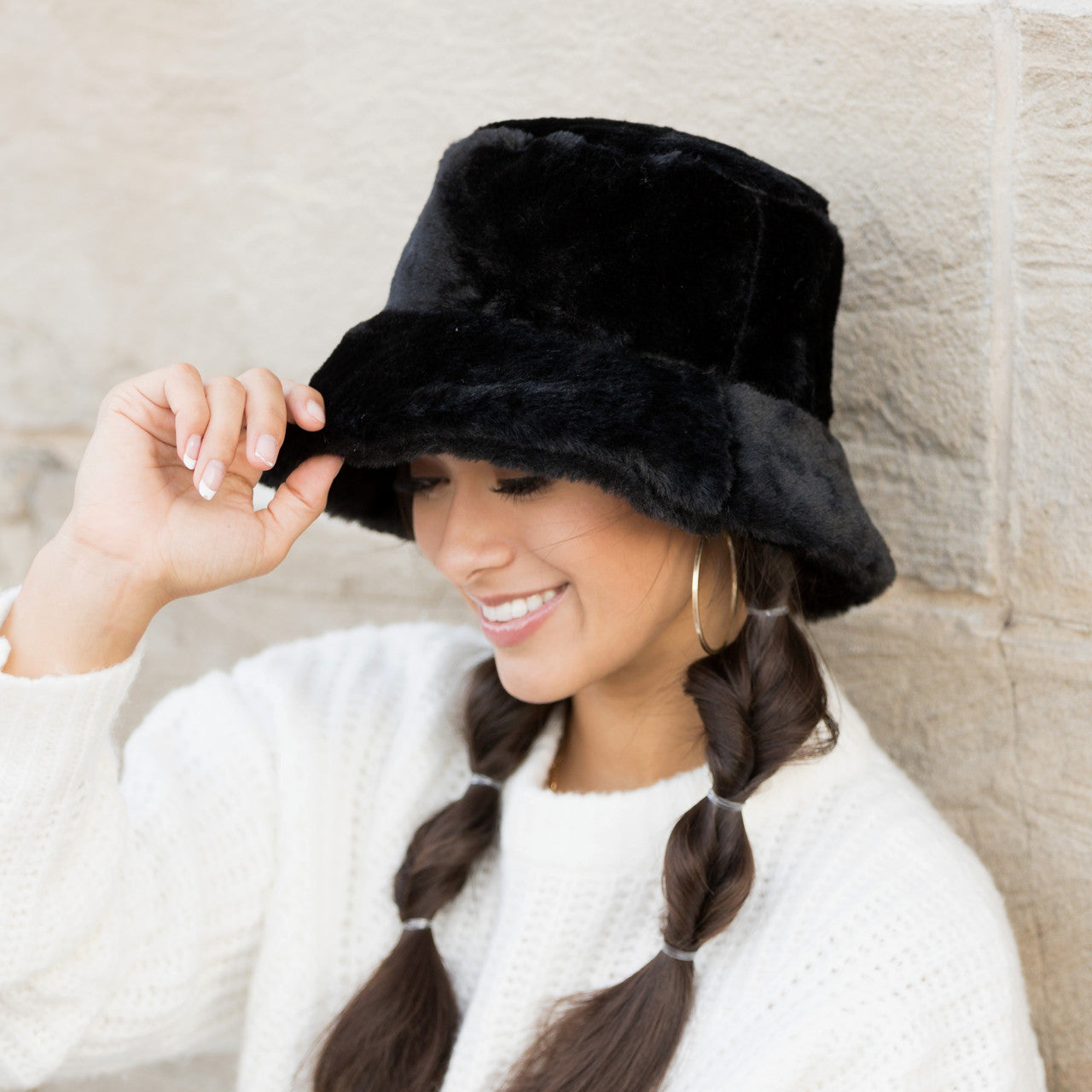 100% Soft Polyester Ultra Soft Plush Faux Fur Bucket Hat | 3.25" Brim | One Size