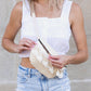 Esme Woven Straw Vegan Leather Polyester Lined Macrame Tassel Crossbody Sling Bag