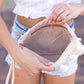 Naya Woven Straw Easy Wipe Polyester Lined Macrame Tassel Zip Top Wristlet Clutch