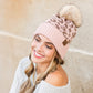 C.C® 100% Soft Acrylic Natural Leopard Faux Fur Pom Beanie | One Size