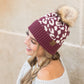 C.C® 100% Soft Acrylic Natural Leopard Faux Fur Pom Beanie | One Size