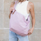 Piper Nylon Cotton Linen Lined Oversized Knot Accent Carryall Messenger Bag