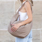 Piper Nylon Cotton Linen Lined Oversized Knot Accent Carryall Messenger Bag