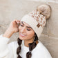 C.C® 100% Soft Acrylic Natural Leopard Faux Fur Pom Beanie | One Size