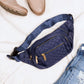 Quilted Gold Hardware Adjustable Nylon Strap Convertible Sling Belt Bag | 14" x 6.5"
