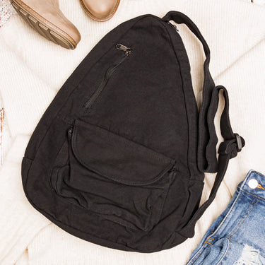 100% Cotton Canvas Oversized Adjustable Strap Multi-Pocket Sling Bag | 13" x 4.5" x 16"