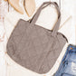 100% Easy Clean Polyester Puffed Quilted Zip Top Tote Bag with 3 Interior Pockets | 16.5" x 16"