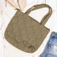 100% Easy Clean Polyester Puffed Quilted Zip Top Tote Bag with 3 Interior Pockets | 16.5" x 16"