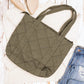 100% Easy Clean Polyester Puffed Quilted Zip Top Tote Bag with 3 Interior Pockets | 16.5" x 16"