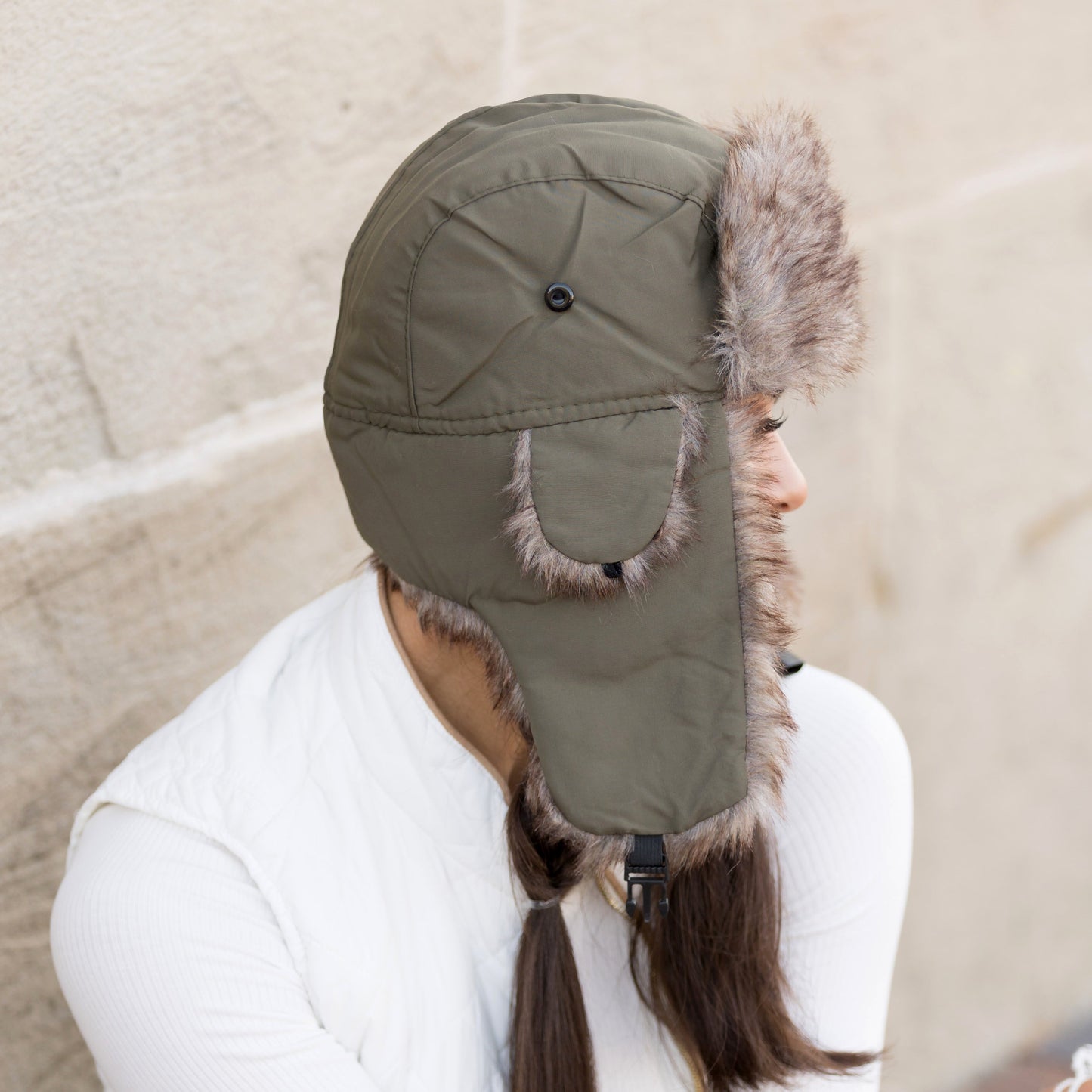 100% Polyester Easy Clean Nylon Exterior Faux Fur Quilted Lined Alpine Aviator Trapper Hat | One Size