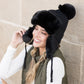 100% Soft Acrylic Ribbed Faux Fur Pom Lined Trapper Hat | One Size