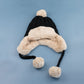 70% Polyester 30% Cotton Cable Weave Faux Fur Pom Braided Accent Trapper Hat | One Size
