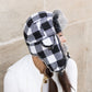 70% Polyester 30% Cotton Flannel Exterior Faux Fur Quilted Lined Buffalo Plaid Trapper Hat | One Size