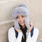 100% Soft Acrylic Ribbed Faux Fur Pom Lined Trapper Hat | One Size
