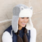 100% Polyester Faux Fur Lined Kitten Ear Vegan Leather Clip Strap Trapper Hat | One Size