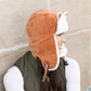 100% Polyester Faux Fur Lined Kitten Ear Vegan Leather Clip Strap Trapper Hat | One Size