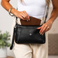 Mayci Convertible Vegan PU Leather Crossbody Clutch with Wristlet, Card Slots & Removable Strap | Black, Cognac, Color Block