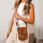 Whitney Vegan PU Leather Foldover Compact Crossbody Bag with Guitar Strap & Card Slots | Black, Cognac, Stone